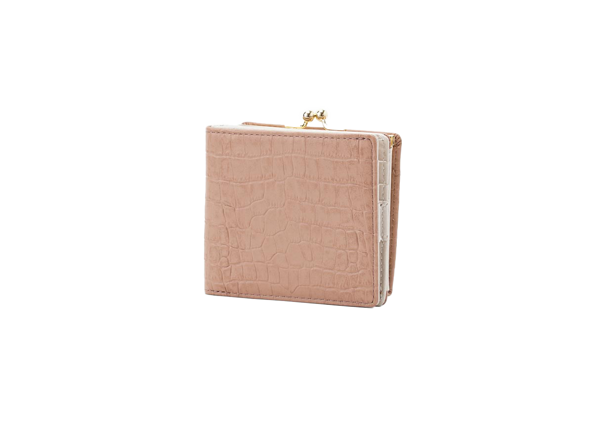 クロコ 外がま口二つ折り財布
