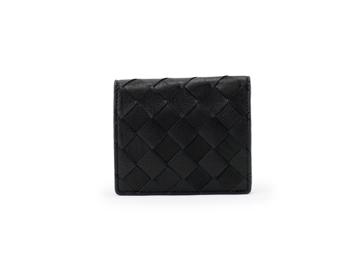 ブラックメッシュ 二つ折りミニ財布 | 革財布のお店mic (ミック)