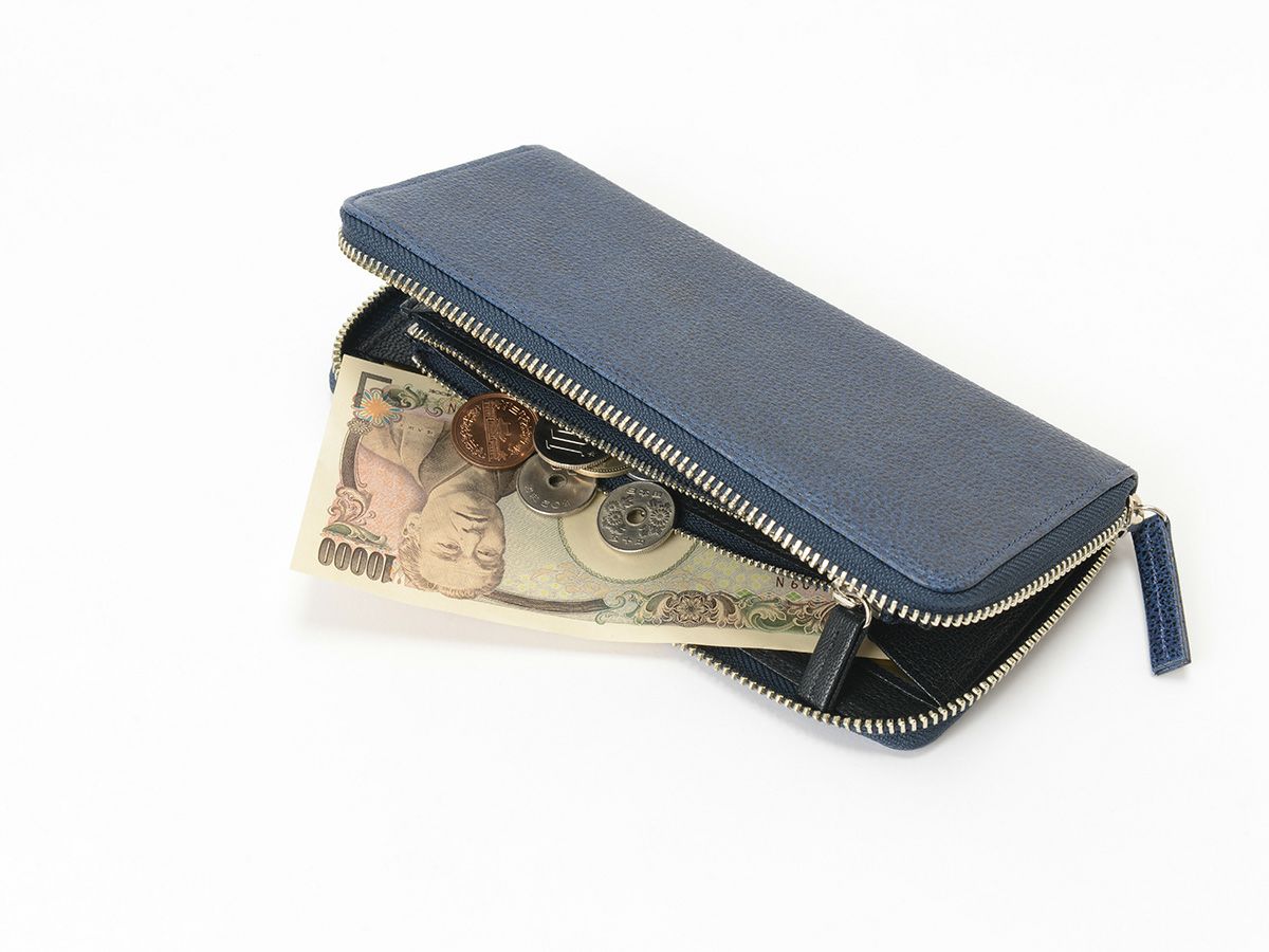 黒桟　藍染め　ラウンドファスナー長財布