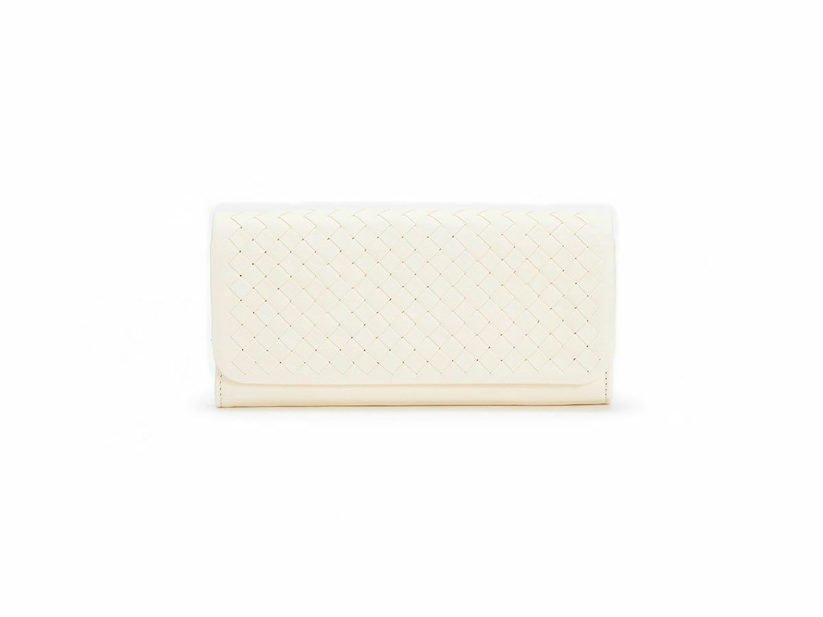 ソフトメッシュ 中L字ファスナー長財布　ホワイト
