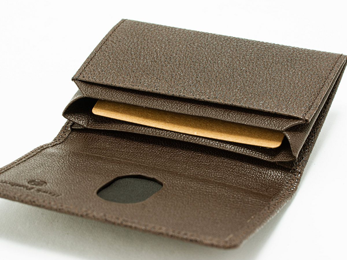 黒桟革 漆 風琴マチ名刺入れ