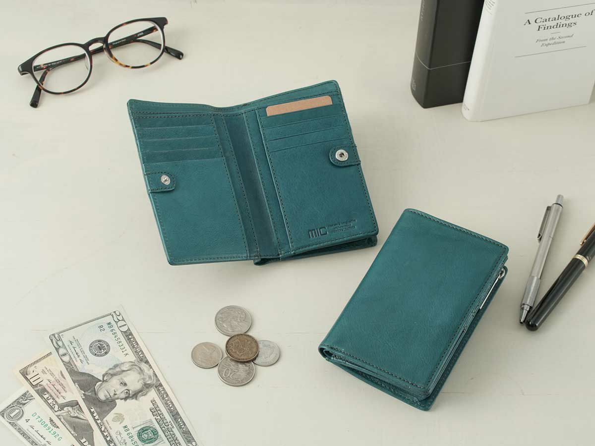 ヴァケッタルクス　外L字ファスナー二つ折り財布　ターコイズ