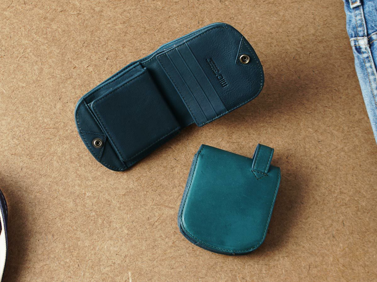 ペコスロウ ヒップポケット革財布(小銭入れ付き）　ジーンズブルー