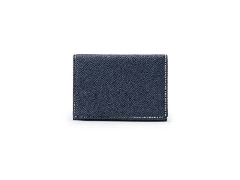 エンボス 風琴マチ名刺入れ｜ネイビー