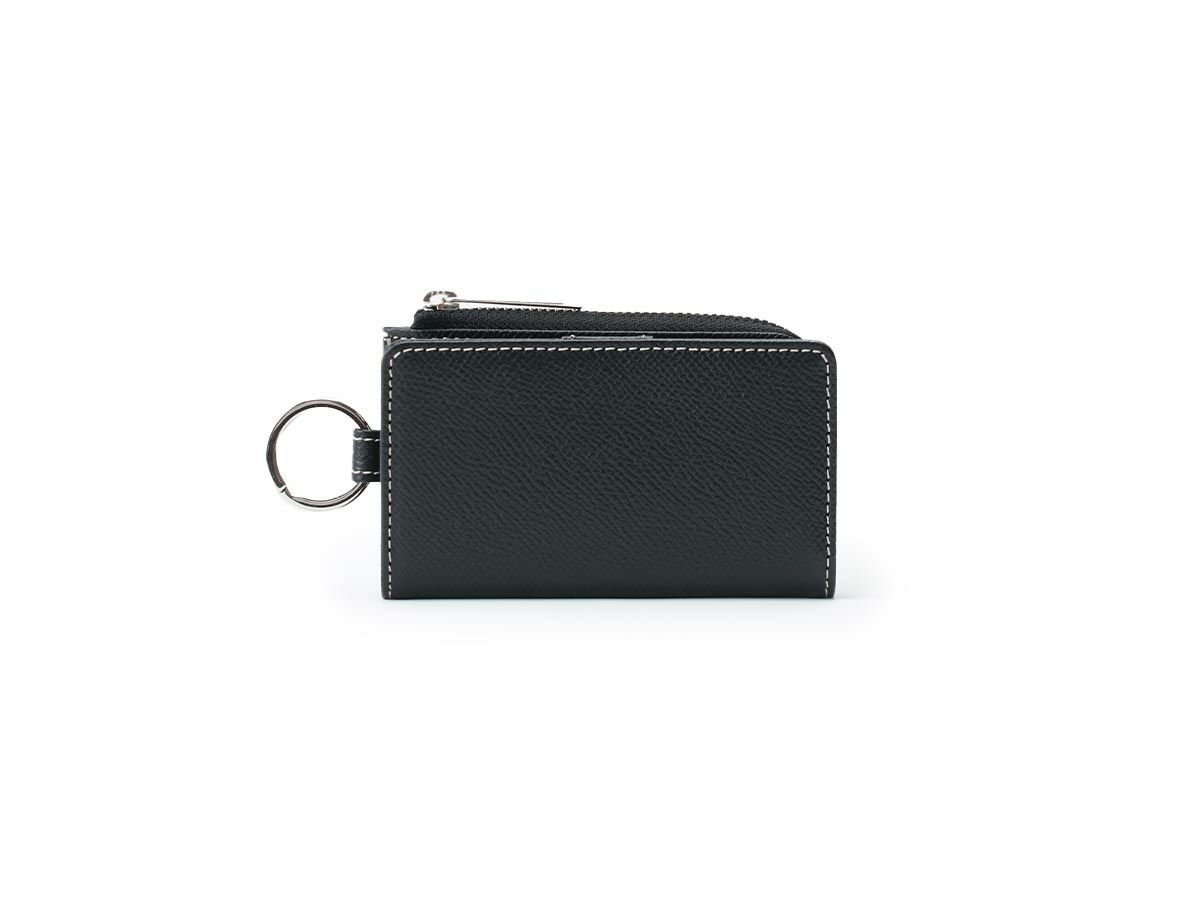 エンボス　L字ファスナー小銭入れ付きキーケース｜ブラック