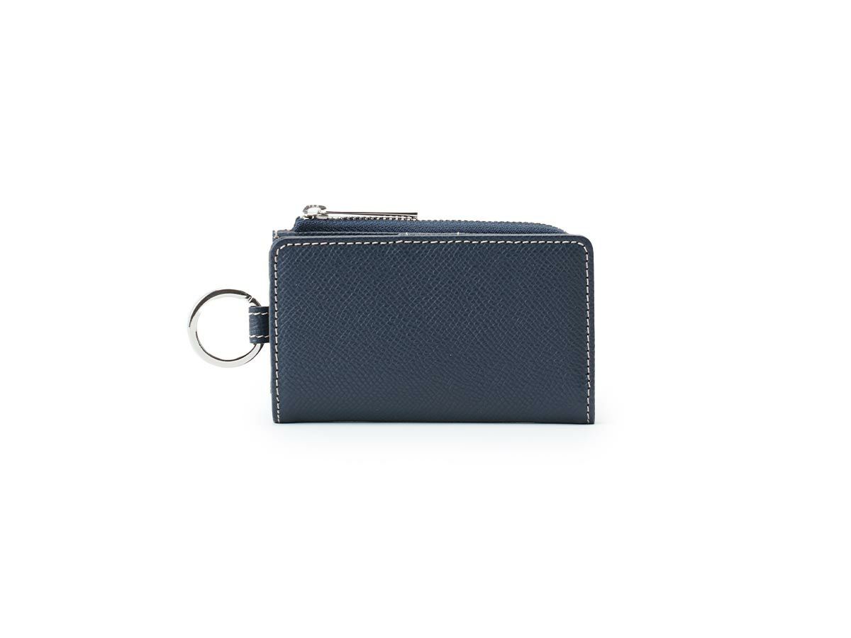 エンボス　L字ファスナー小銭入れ付きキーケース｜ネイビー