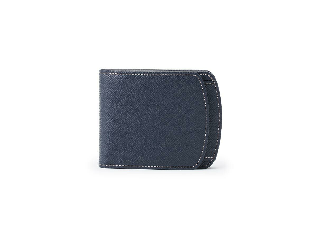 エンボス　ヒップポケット外ボックス小銭二つ折り財布｜ネイビー