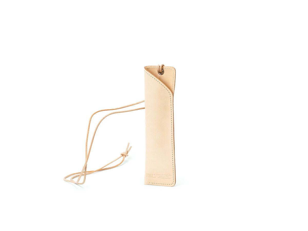 ナチュラルヌメ　首かけペンホルダー