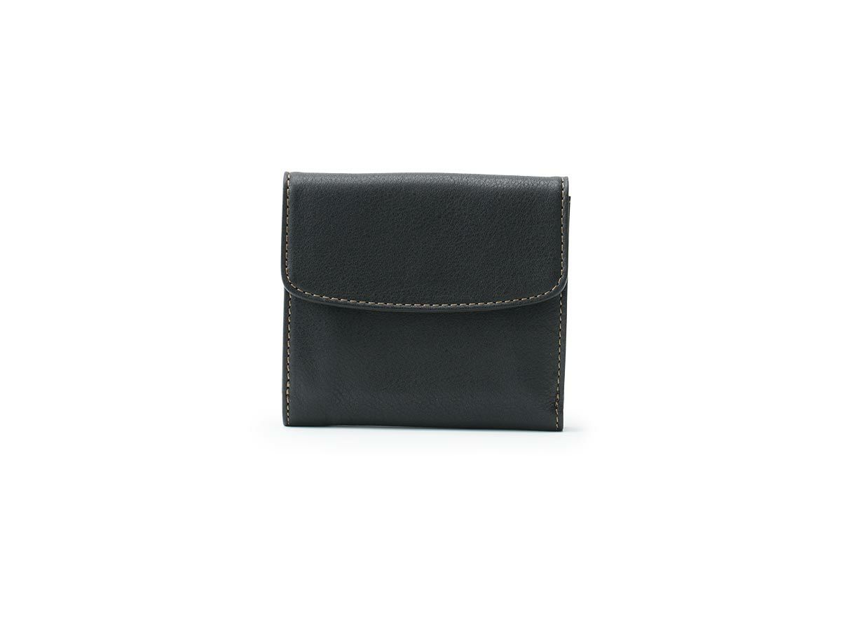 コルレオーネ　外小銭入れ二つ折り財布　ブラック