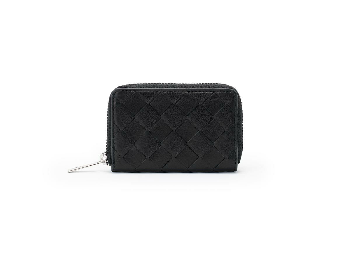 ブラックメッシュ　ラウンドファスナーボックス小銭入れ　ブラック