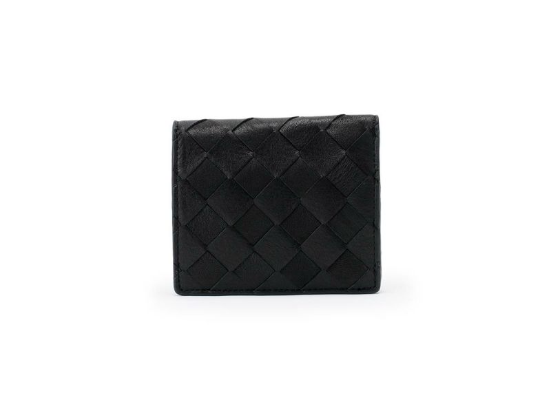 ブラックメッシュ　二つ折りミニ財布　ブラック