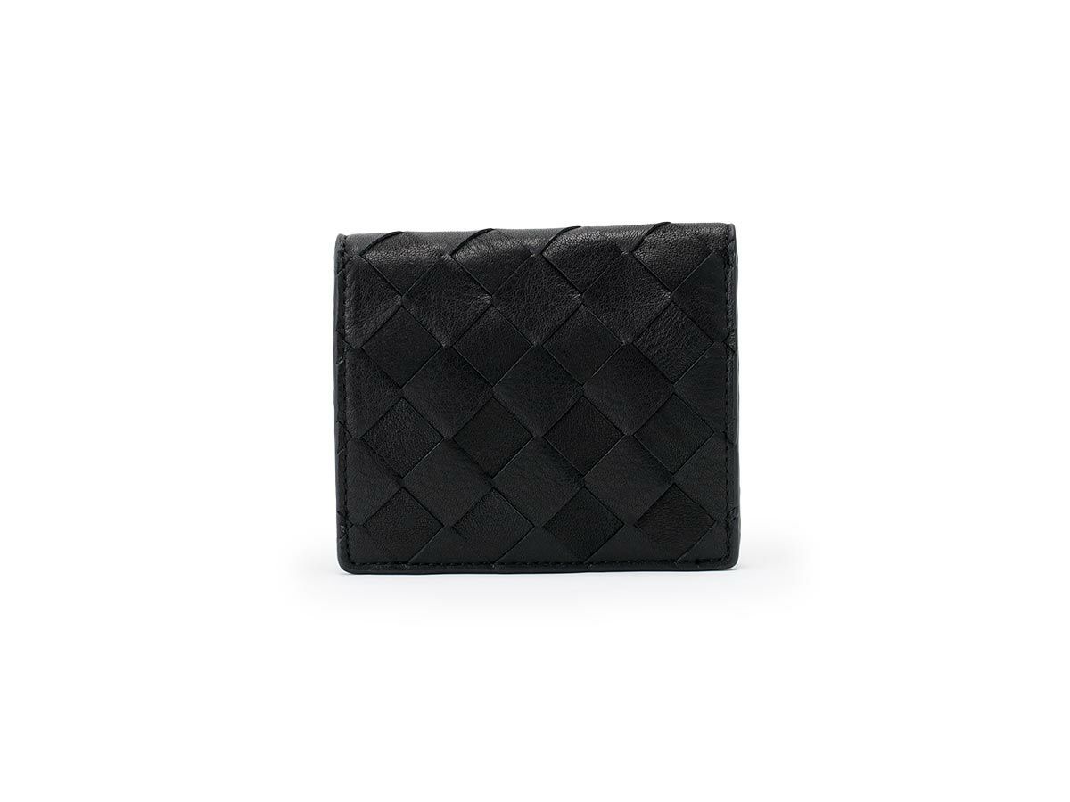 ブラックメッシュ　二つ折りミニ財布　ブラック