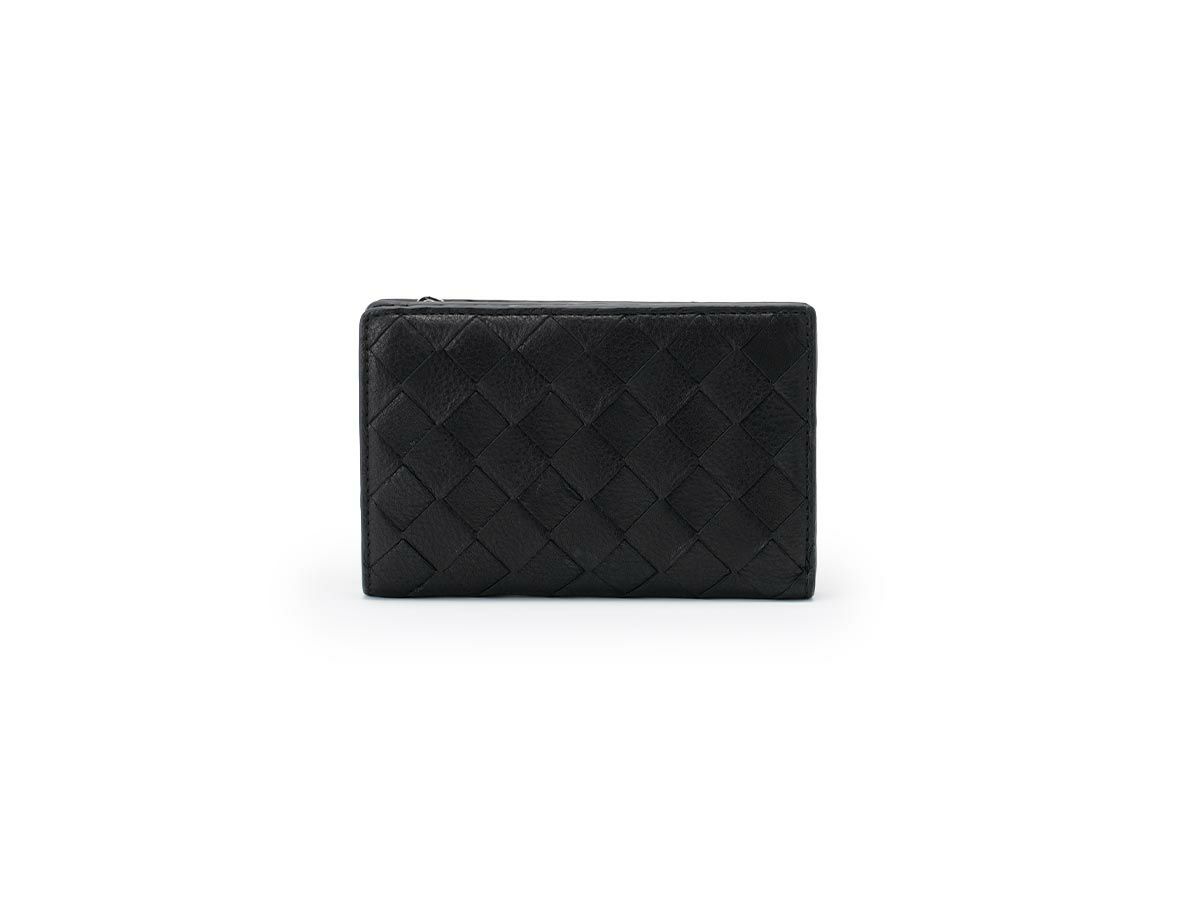 ブラックメッシュ　外L字ファスナー二つ折り財布　ブラック